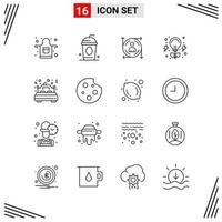 16 Icons Line Style Grid Based Creative Outline Symbols for Website Design Simple Line Icon Signs Isolated on White Background 16 Icon Set vector