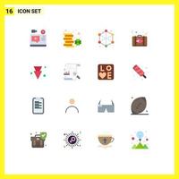 16 iconos creativos signos y símbolos modernos de romance maletín servidor de bolsa de dinero paquete editable de elementos creativos de diseño de vectores