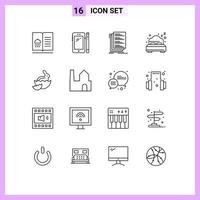 16 Creative Icons Modern Signs and Symbols of bed summer huawei list compile Editable Vector Design Elements