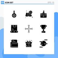 Group of 9 Solid Glyphs Signs and Symbols for logistics delivery suitcase portfolio documents Editable Vector Design Elements