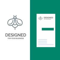 Bee Fly Honey Bug Grey Logo Design and Business Card Template vector