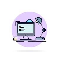 workplace workstation office lamp computer Flat Color Icon Vector