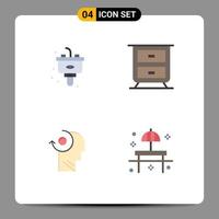 Modern Set of 4 Flat Icons and symbols such as disposal head sink clear park Editable Vector Design Elements