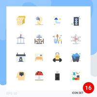 16 User Interface Flat Color Pack of modern Signs and Symbols of home traveling arrows bank graphic card Editable Pack of Creative Vector Design Elements