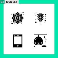 Pack of 4 Solid Style Icon Set Glyph Symbols for print Creative Signs Isolated on White Background 4 Icon Set vector