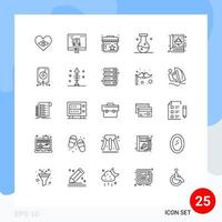 Universal Icon Symbols Group of 25 Modern Lines of science compound marketing chemistry store Editable Vector Design Elements
