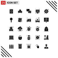 Pack of 25 creative Solid Glyphs of target audience help strategic office Editable Vector Design Elements
