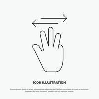 Hand Hand Cursor Up Left Right Line Icon Vector