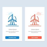 Turbine Wind Energy Power  Blue and Red Download and Buy Now web Widget Card Template vector