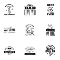 HAPPY FATHERS DAY 9 Black HOLIDAY HAND LETTERING VECTOR HAND LETTERING GREETING TYPOGRAPHY Editable Vector Design Elements