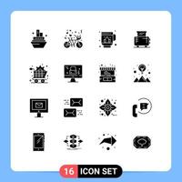 16 User Interface Solid Glyph Pack of modern Signs and Symbols of shopping art jag toaster home Editable Vector Design Elements