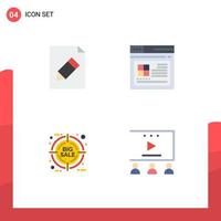 Pictogram Set of 4 Simple Flat Icons of document friday internet website online advertisement Editable Vector Design Elements