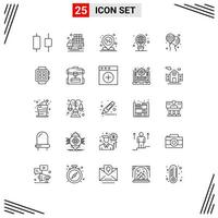 Modern Set of 25 Lines Pictograph of bloons light bulb discount light protection Editable Vector Design Elements
