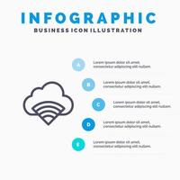 Cloud Connection Wifi Signal Blue Infographics Template 5 Steps Vector Line Icon template