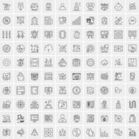 conjunto de 100 iconos de línea de negocios creativos vector