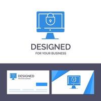 Creative Business Card and Logo template Computer Internet Lock Security Vector Illustration