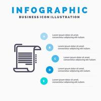 Document Report Note Paper Guidelines Blue Infographics Template 5 Steps Vector Line Icon template