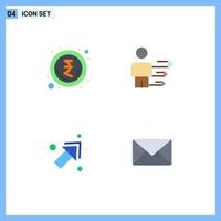 Modern Set of 4 Flat Icons and symbols such as indian right approach modern mail Editable Vector Design Elements