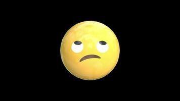 Animación de emoji amarillo de cara de pensamiento 3d video