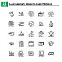 25 Banking Money And Business Economics icon set vector background