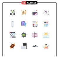 Modern Set of 16 Flat Colors Pictograph of scary ghost sports face romance Editable Pack of Creative Vector Design Elements