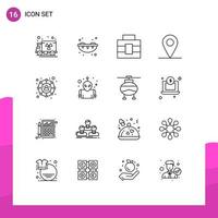 Mobile Interface Outline Set of 16 Pictograms of helicopter planet tools alien social Editable Vector Design Elements