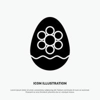 Egg Decoration Easter Flower Plant solid Glyph Icon vector