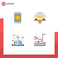 Pack of 4 Modern Flat Icons Signs and Symbols for Web Print Media such as application book mail less learning Editable Vector Design Elements