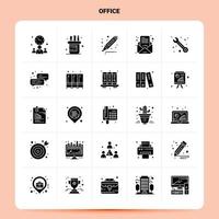 Solid 25 Office Icon set Vector Glyph Style Design Black Icons Set Web and Mobile Business ideas design Vector Illustration