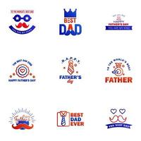 Happy fathers day 9 Blue and red vintage retro type font Illustrator eps10 Editable Vector Design Elements