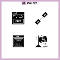 Group of Solid Glyphs Signs and Symbols for access password technology link web security Editable Vector Design Elements