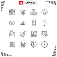 Set of 16 Vector Outlines on Grid for chat programming hardware development coding Editable Vector Design Elements