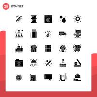 Editable Vector Line Pack of 25 Simple Solid Glyphs of data spring hazardous droop web Editable Vector Design Elements