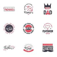 Happy fathers day 9 Black and Pink Lettering happy fathers day Editable Vector Design Elements