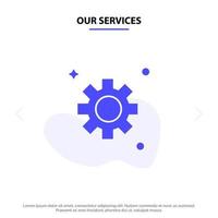 Our Services Gear Setting Cogs Solid Glyph Icon Web card Template vector