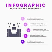 móvil celular hombre tecnología sólido icono infografía 5 pasos presentación antecedentes vector