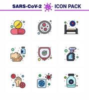 Coronavirus awareness icons 9 Filled Line Flat Color icon Corona Virus Flu Related such as medical wash bed soap cleaning viral coronavirus 2019nov disease Vector Design Elements