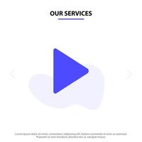 Our Services Play Video Twitter Solid Glyph Icon Web card Template vector