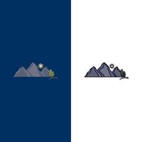 hill landscape nature mountain scene Flat Color Icon Vector