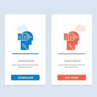 Knowledge Book Head Mind  Blue and Red Download and Buy Now web Widget Card Template vector