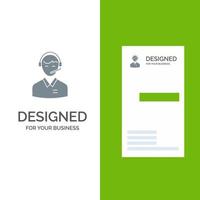 Support Business Consulting Customer Man Online Consultant Service Grey Logo Design and Business Card Template vector