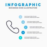 Call Incoming Telephone Line icon with 5 steps presentation infographics Background vector