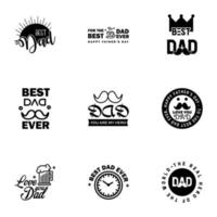 9 Black Happy Fathers Day Design Collection A set of twelve brown colored vintage style Fathers Day Designs on light background Editable Vector Design Elements