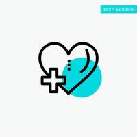 Heart Love Add Plus turquoise highlight circle point Vector icon