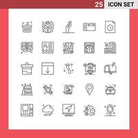 Group of 25 Lines Signs and Symbols for history document alms tablet draw Editable Vector Design Elements