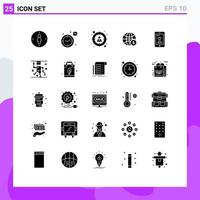 User Interface Pack of 25 Basic Solid Glyphs of love business employee money globe Editable Vector Design Elements