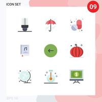 Modern Set of 9 Flat Colors and symbols such as play buttons tablet back music Editable Vector Design Elements