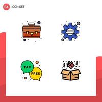 Universal Icon Symbols Group of 4 Modern Filledline Flat Colors of case free business startup tax Editable Vector Design Elements