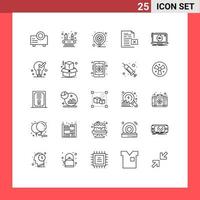 conjunto de 25 iconos de interfaz de usuario modernos signos de símbolos para nuevos elementos de diseño vectorial editables de documento de oficina de ubicación de aplicación vector