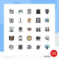 Set of 25 Modern UI Icons Symbols Signs for proxy hosting delete flame chimney Editable Vector Design Elements